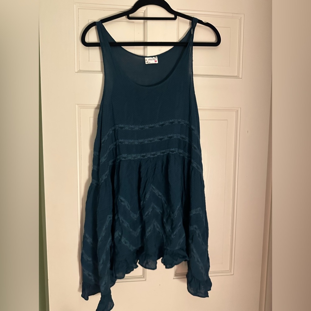 Free people trapeze top - Medium - dark teal dots